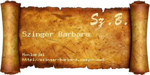 Szinger Barbara névjegykártya